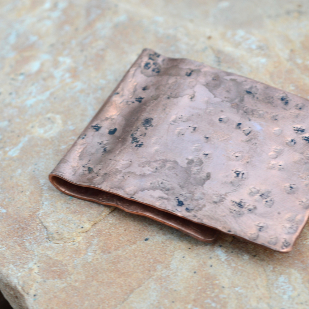 Dad Skull Rustic Money Clip Copper Hand Stamped - Picture 4 of 4